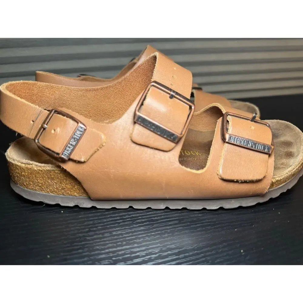 Birkenstock Milano Oiled Leather Brown Slingback Sandals EU 38 US Women 7 Men 5